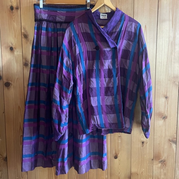 Vintage 80s Jeanne Marc Skirt Blouse Set - Picture 1 of 13